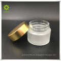 100g leeres cremefarbenes Milchglas mit goldenem Aluminiumdeckel